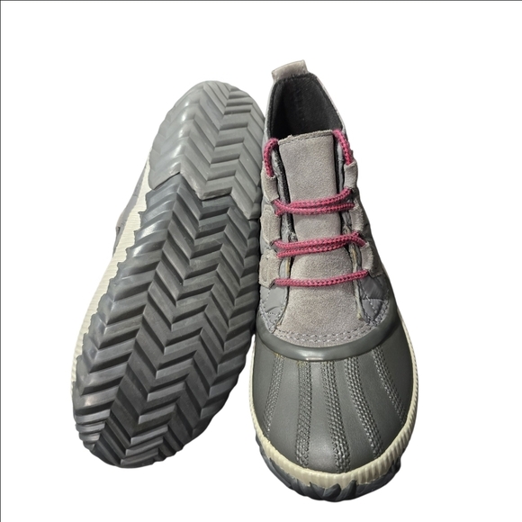 Sorel Out N About Quilted Ankle Rain Duck Boots Gray Leather Rubber Women’s 7 - Picture 10 of 16